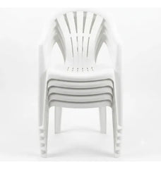 4 Sillas Plasticas Apilables Interiores Exteriores Tm H:100k Blanco Lisa