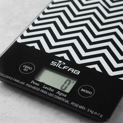 Balanza Digital De Cocina Ultra Slim Silfab Chevron Bc300v Negro 3 Kg
