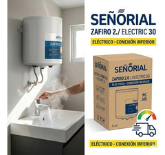 Termotanque Eléctrico Señorial Zafiro 2.0 30lts Conexión Inferior Blanco