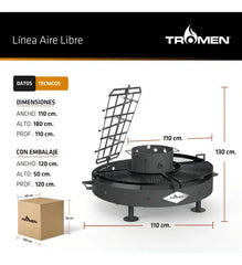 Parrilla Duomo Tromen Fogon Accesorios Asador Estaca Color Negro