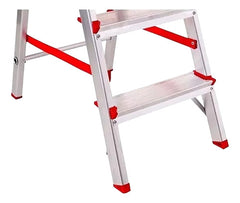 Escalera Aluminio Tijera 3 Escalones Botafogo 120kg Tio Musa Color Rojo Gris/rojo