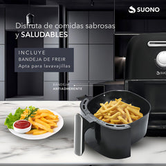 Freidora De Aire Suono Air Fryer Mecánico 3.2 L 1450w Color Negro