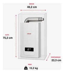 Calefón Digital Tiro Forzado Longvie Cf16-n Pilotless 16lts Blanco Gn