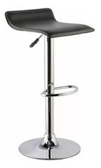 2 Banquetas Altas De Ecocuero Negro Con Altura Regulable Cromado Negro