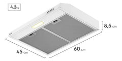 Extractor Purificador Gafa Dg6sw De 60cm 3 Vel Luz Led Blanco