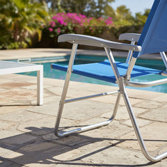 Reposera Plegable Descansar 10006 Azul Aluminio 1 Posición