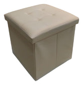 Puff Baulera Plegable Tm Guardado Capitone 38x38cm Beige Cts Beige