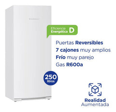 Freezer Vertical Columbia Cfv25/9 250 Lts Blanco Blanco