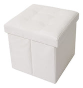 Puff Baulera Plegable Tm Guardado Capitone 38x38 Blanco Blanco