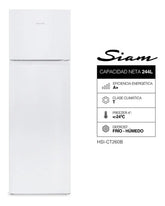Heladera Siam Top Mount Cíclica 244l Blanca - Hsi-ct260b Blanco