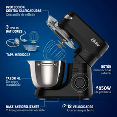 Batidora Planetaria Oster Osfpstsmpl2b Bate Mezcla Amasa Negro 60 Hz
