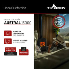 Salamandra Tromen Austral A15 Horno 120m² Leña Calefacción Eficiente