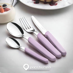 Juego De Cubiertos Tramontina Carmel 24 Pz Cuchillo Tenedor Color Lila