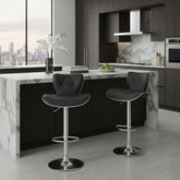 Banquetas Vivendi Negras X2 Altura Ajustable Con Respaldo Base Cromada Negro