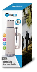 Termo Set Matero Acero Inoxidable Camping Con Pico Vertedor Blanco