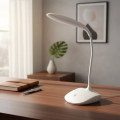 Lampara Escritorio Flexible Luz Led Control Tactil Usb Blanco