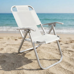 Reposera Playa Camping Aluminio Botafogo 5 Pos Blanca