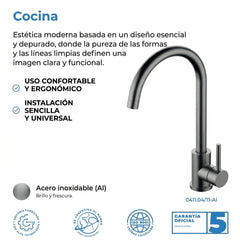 Griferia Cocina Fv Inox One 411.04/i1 Monocomando Pico Movil