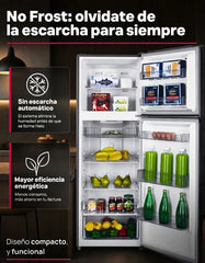 Heladera con freezer Top Mount Tcl P333tmn 333l Inverter Inox