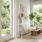 Perchero De Pie Nórdico Tm Madera Blanco Escandinavo 179 Cm 4 Ganchos