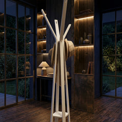 Perchero De Pie Nórdico Tm Madera Blanco Escandinavo 179 Cm 4 Ganchos