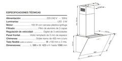 Campana Extractora De Aire Liliana Kc998 Blacksense De 60cm