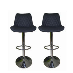Banquetas Vivendi Negras X2 Altura Ajustable Con Respaldo Base Cromada Negro