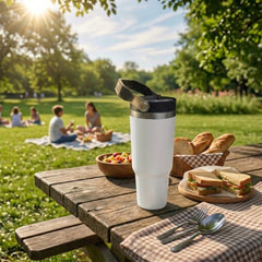 Vaso Termico Acero Inox Frio Calor Manija 900ml Tm Blanco Liso