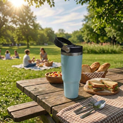 Vaso Termico Acero Inox Frio Calor Manija 900ml Tm Celeste Liso