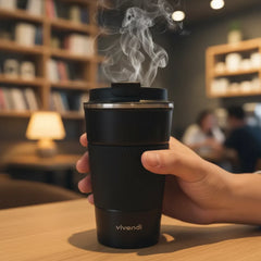 Vaso Promo Termico Acero Inox Con Tapa Frio Calor Vivendi Negro Liso