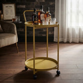 Mesa Carro Bar De Metal De 2 Niveles 4 Ruedas Tm Dorado Oscuro