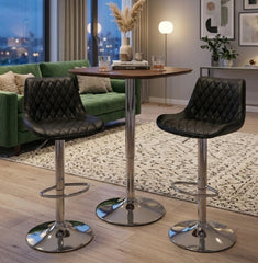 Banquetas Vivendi Negras X2 Altura Ajustable Con Respaldo Base Cromada Negro