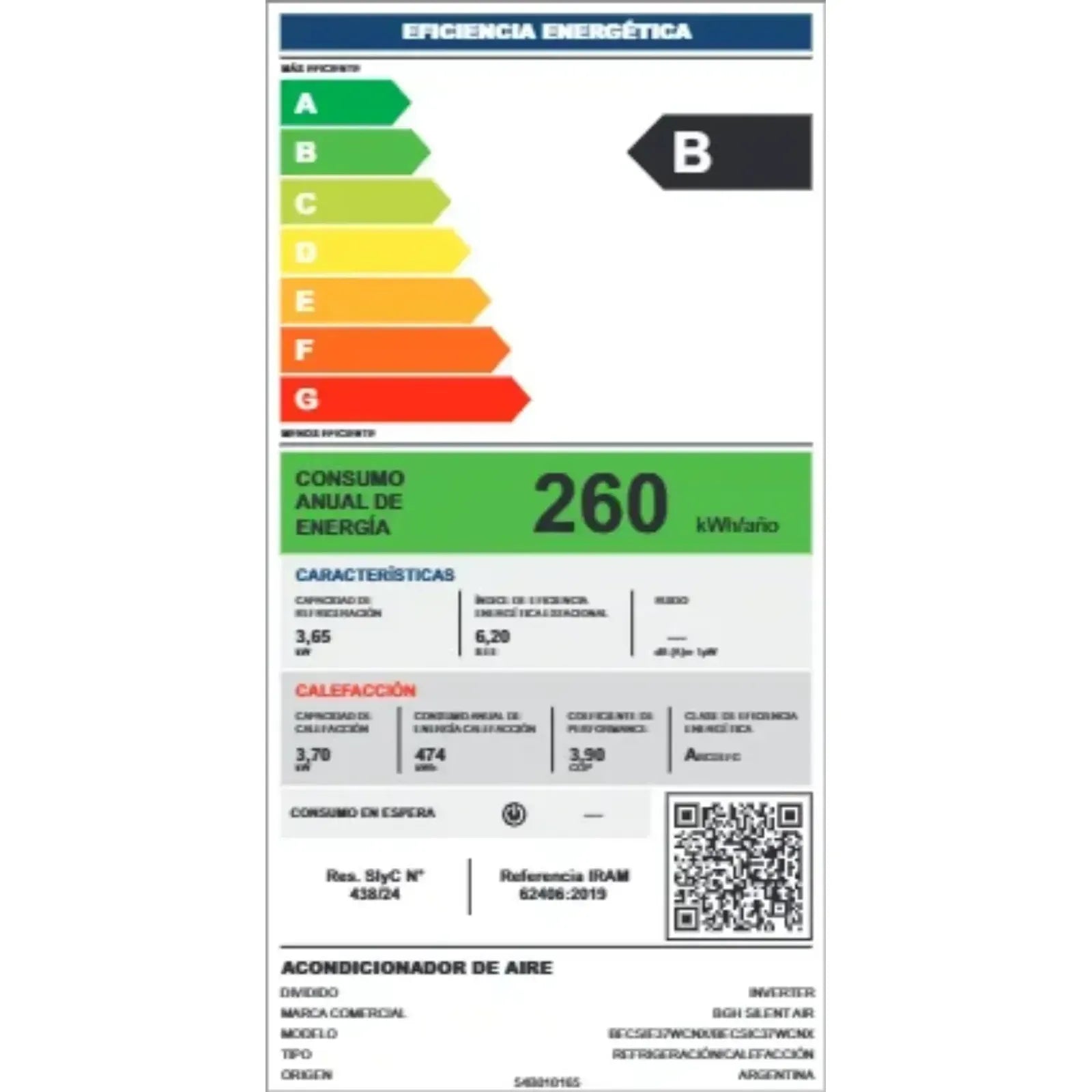 Aire Acondicionado Split Bgh Silent Air Bsi37wcnx Blanco