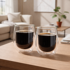 Vaso De Vidrio Con Doble Pared 2 Unidades Carol 200cc Transparente