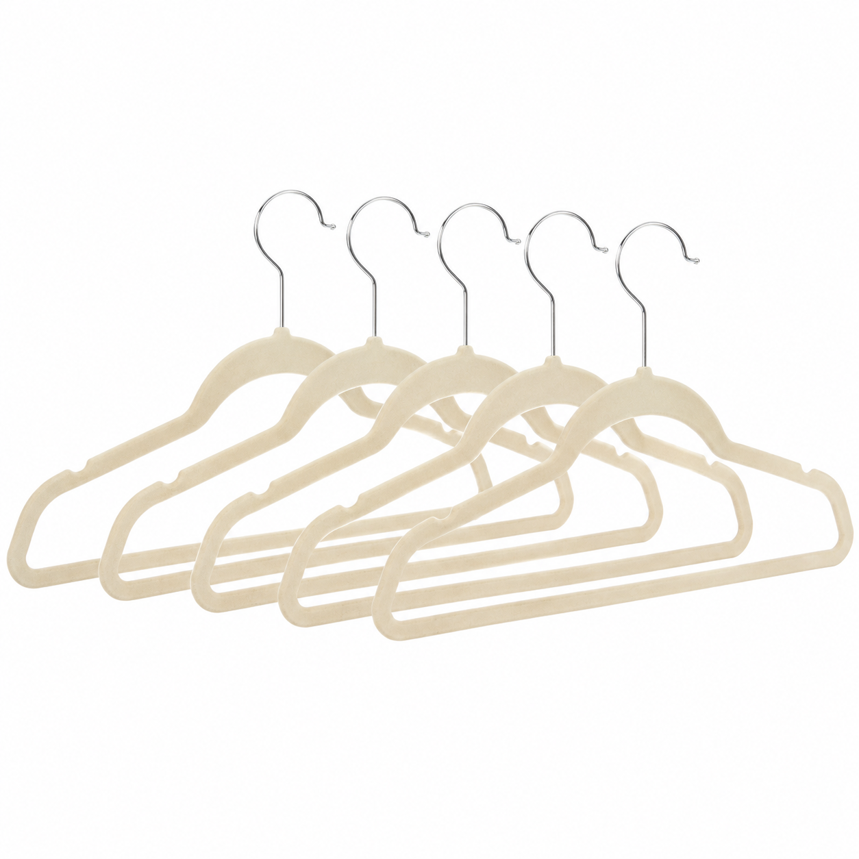 Perchas Slim Terciopelo Antideslizante Delgadas X 5 Natural Natural