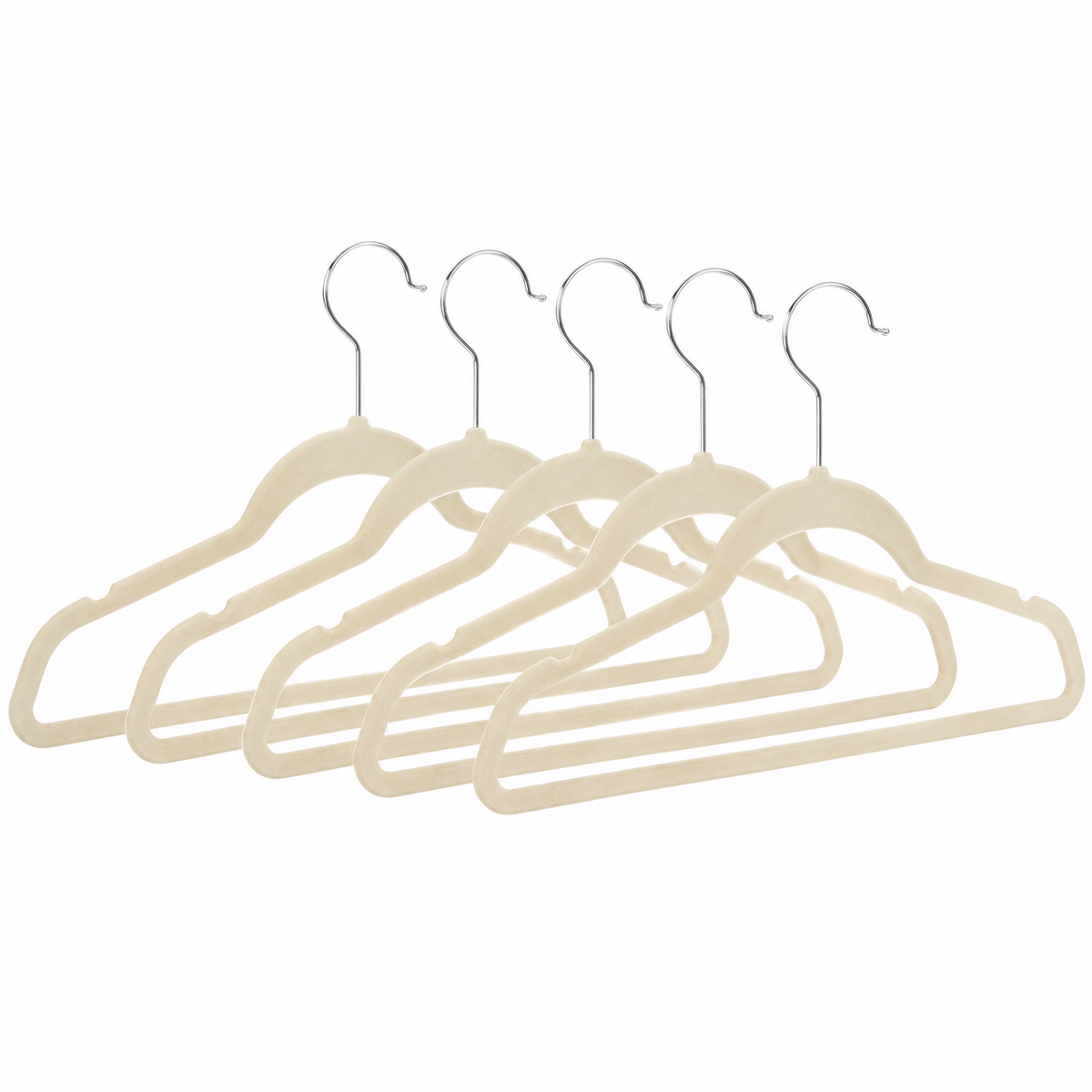 Perchas Slim Terciopelo Antideslizante Delgadas X 5 Natural Natural