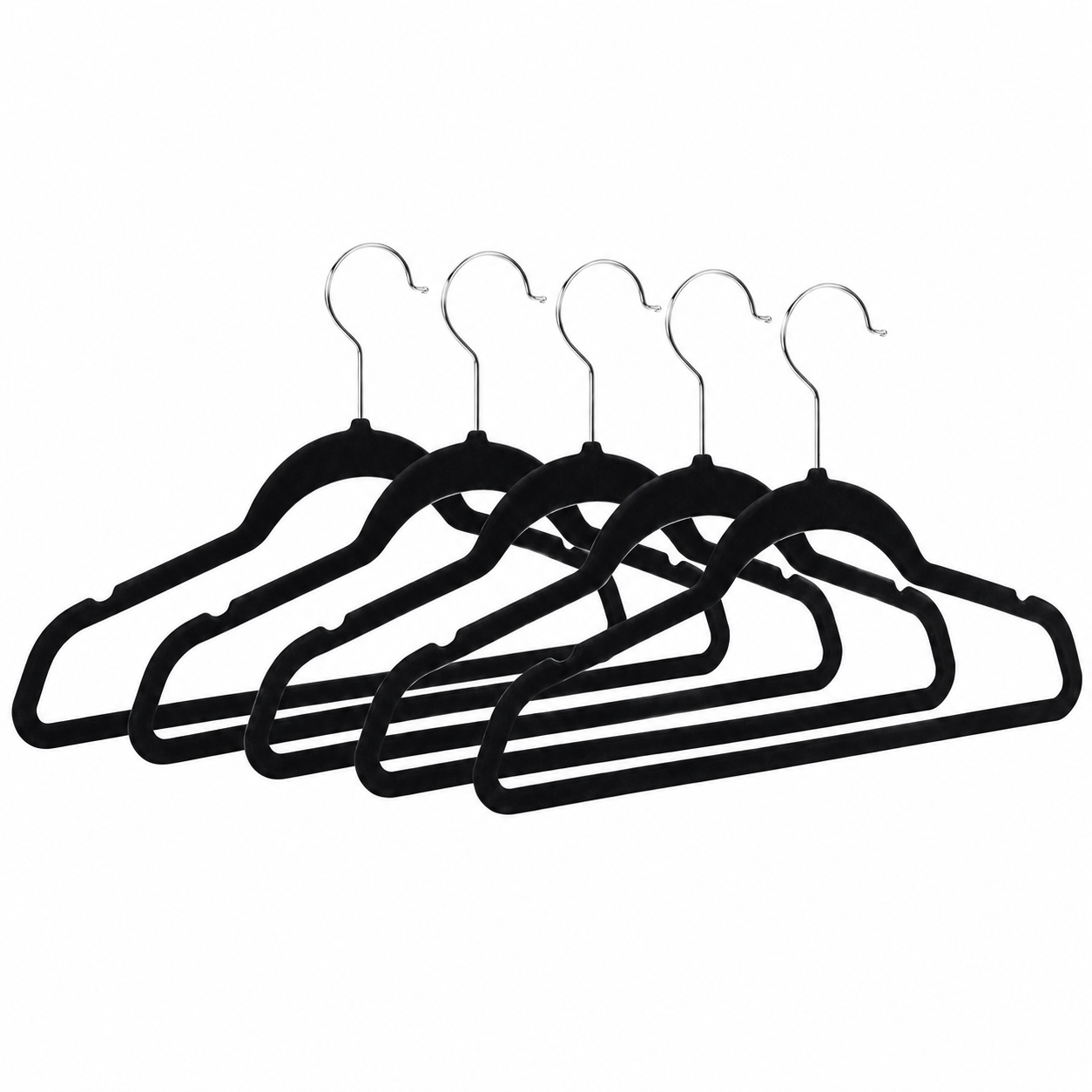 Perchas Slim Terciopelo Antideslizante Delgadas X 5 Tio Musa Color Negro