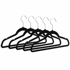 Perchas Slim Terciopelo Antideslizante Delgadas X 5 Tio Musa Color Negro