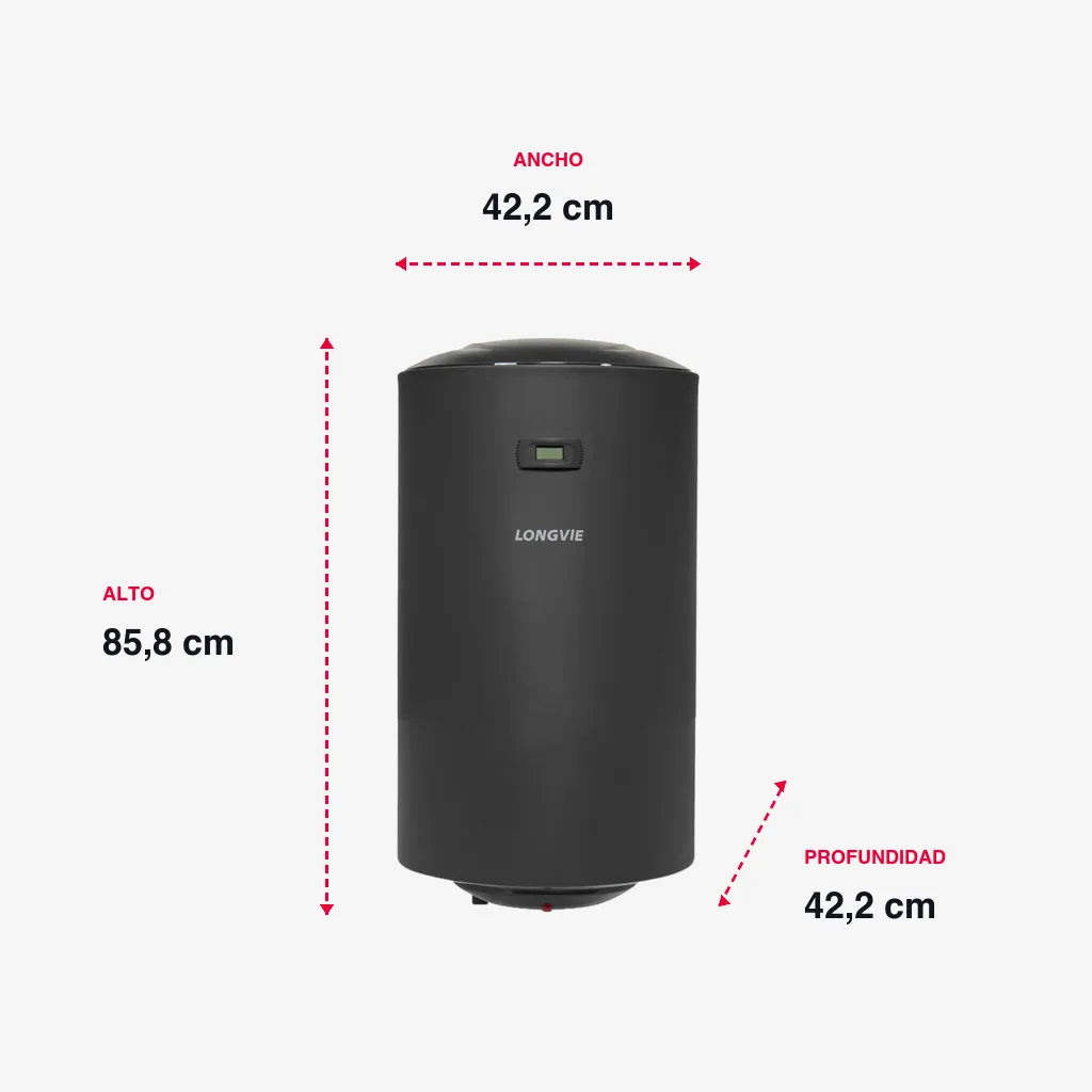 Termotanque Eléctrico De Colgar Longvie 80l Potenciado 3000w Grafito