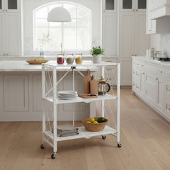 Organizador Multiuso 3 Estantes Plegable Ruedas Tm Blanco Cs