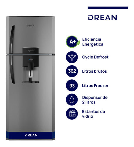 Heladera Con Freezer Cíclica 362 L Gris Drean Hdr370f61e Gris