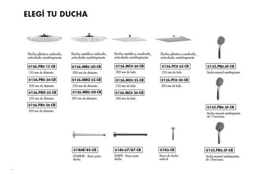 Griferia Ducha Articulada Fv 0126.pr0-15-cr De 150mm Cromo