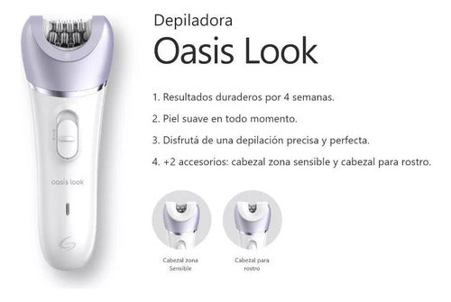 Depiladora Inalambrica Gama Oasis Look Usb 2v Humedo Seco Ct Blanco/violeta