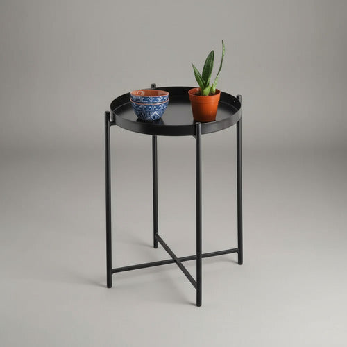 Mesa Ratona Mesa De Arrime De Luz Metal Negra Vivendi Negro