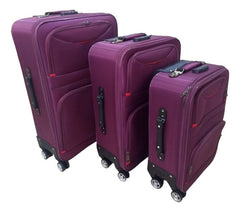 Set De 3 Valijas Semi Rigidas Viaje Kit Violeta 8 Ruedas Cs Violeta Oscuro Lisa