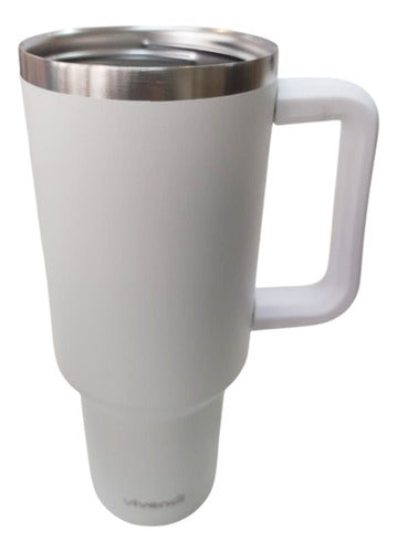 Vaso Térmico Acero Inox Vivendi Blanco De 1200 Ml C/sorbete Lisa
