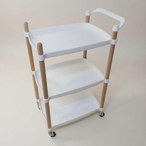 Mesa Carro Bar De 3 Estantes Con Ruedas Vivendi 11409 Blanco