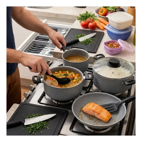 Batería De Cocina Tramontina 28399602 Con 44 Piezas De Aluminio Plomo Gris