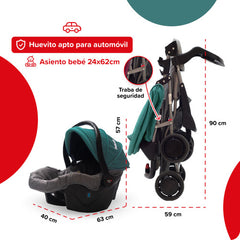 Cochecito Huevito Travel System Eos Bebesit 1337ts-j Verde Verde Oscuro Negro