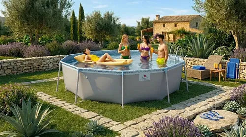 Pileta Piscina De Lona Tiburoncito N°9  5000l 300x70 Cm Gris Lisa